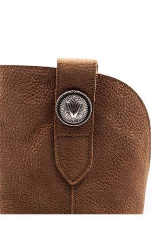 Stivale midi in pelle martellata marrone VIA ROMA 15 | 4378CUOIO